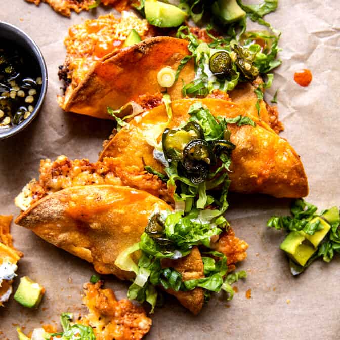 Spicy Buffalo White Chicken Chili Tacos | halfbakedharvest.com