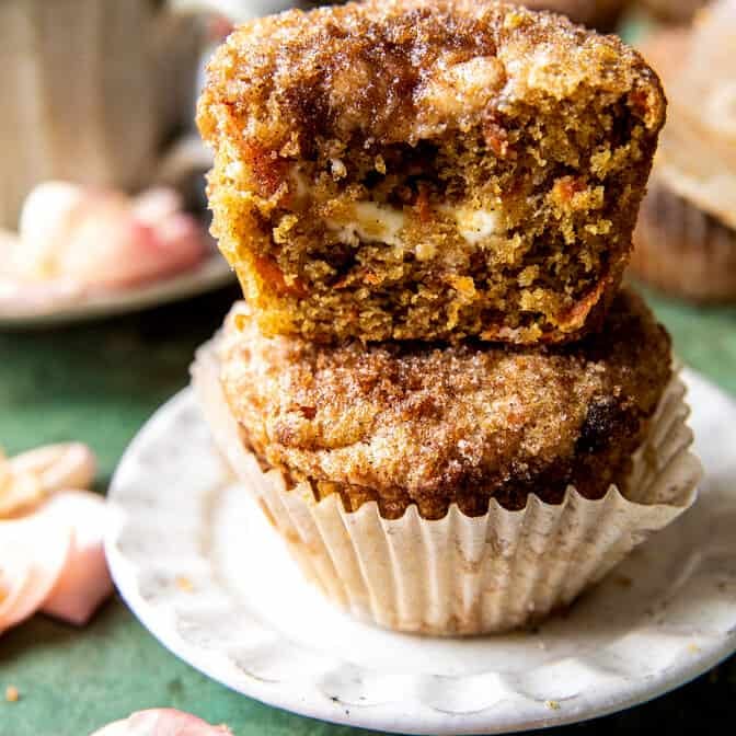 Cream Cheese Swirled Cinnamon Carrot Cake Muffins | halfbakedharvest.com