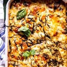 One Pan Spinach and Artichoke Orzo Bake | halfbakedharvest.com