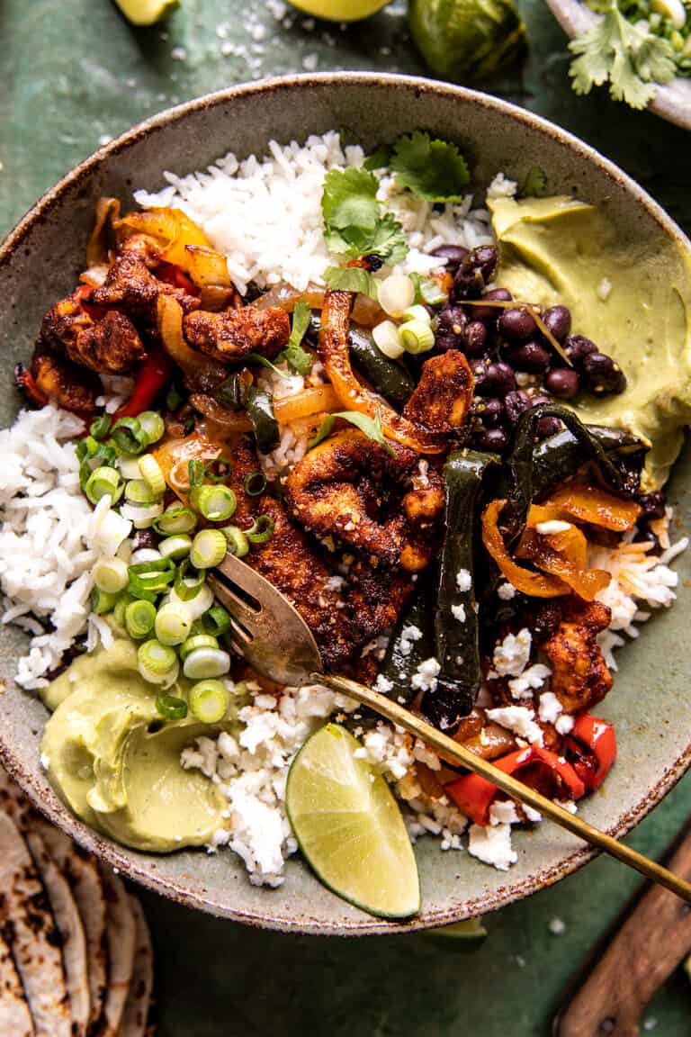 Sheet Pan Poblano Chicken Fajita Bowls. Half Baked Harvest