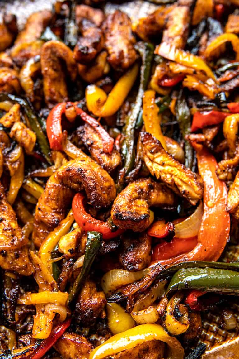 Sheet Pan Poblano Chicken Fajita Bowls. Half Baked Harvest