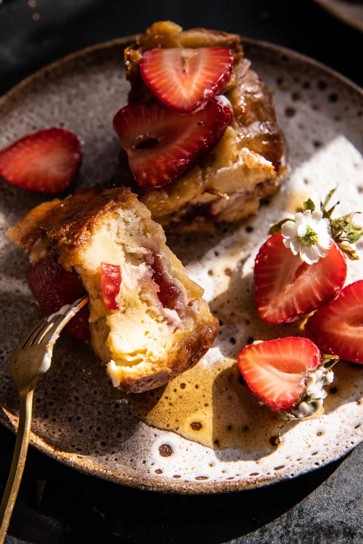 Baked Strawberry Cream Cheese Stuffed French Toast | halfbakedharvest.com 