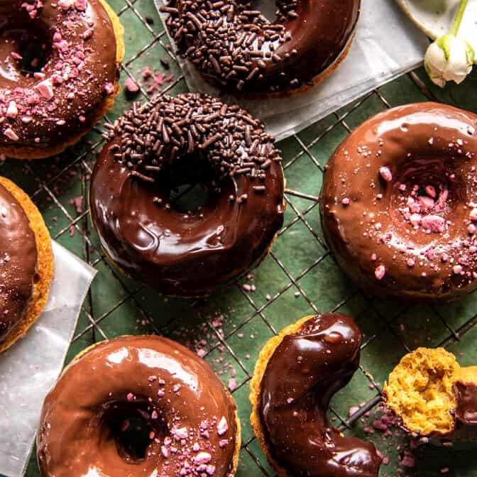 Chocolate Glazed Peanut Butter Banana Doughnuts | halfbakedharvest.com
