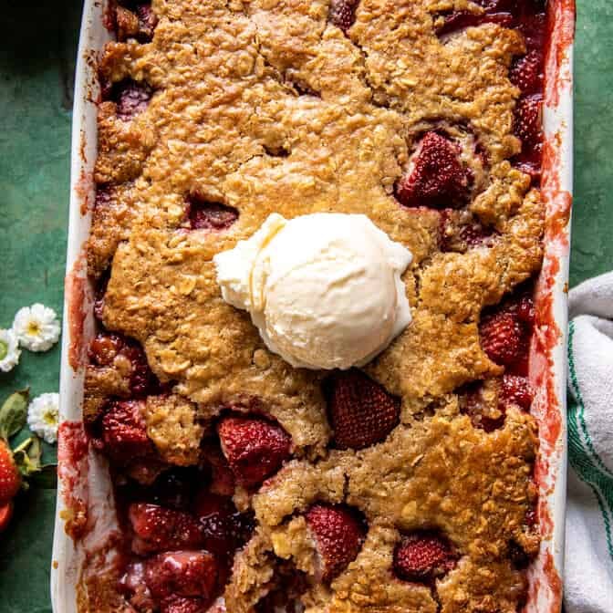Easy Brown Sugar Strawberry Cobbler. | halfbakedharvest.com