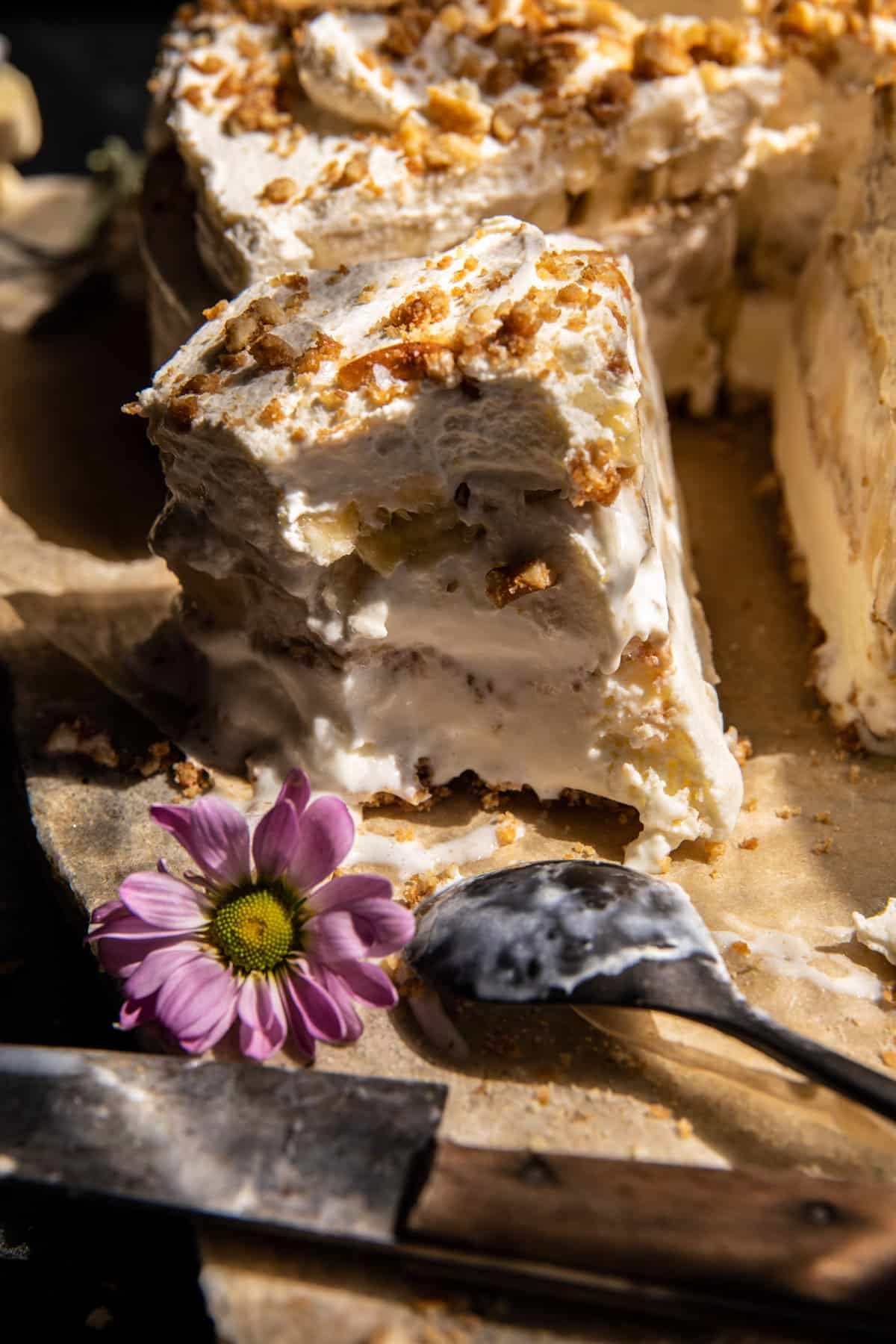 Salty Pretzel Banana Pudding Ice Cream Cake Cake | halfbakedharvest.com