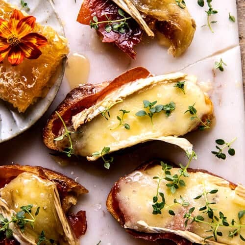 Baked Brie Crostini with Crispy Prosciutto. - Half Baked Harvest