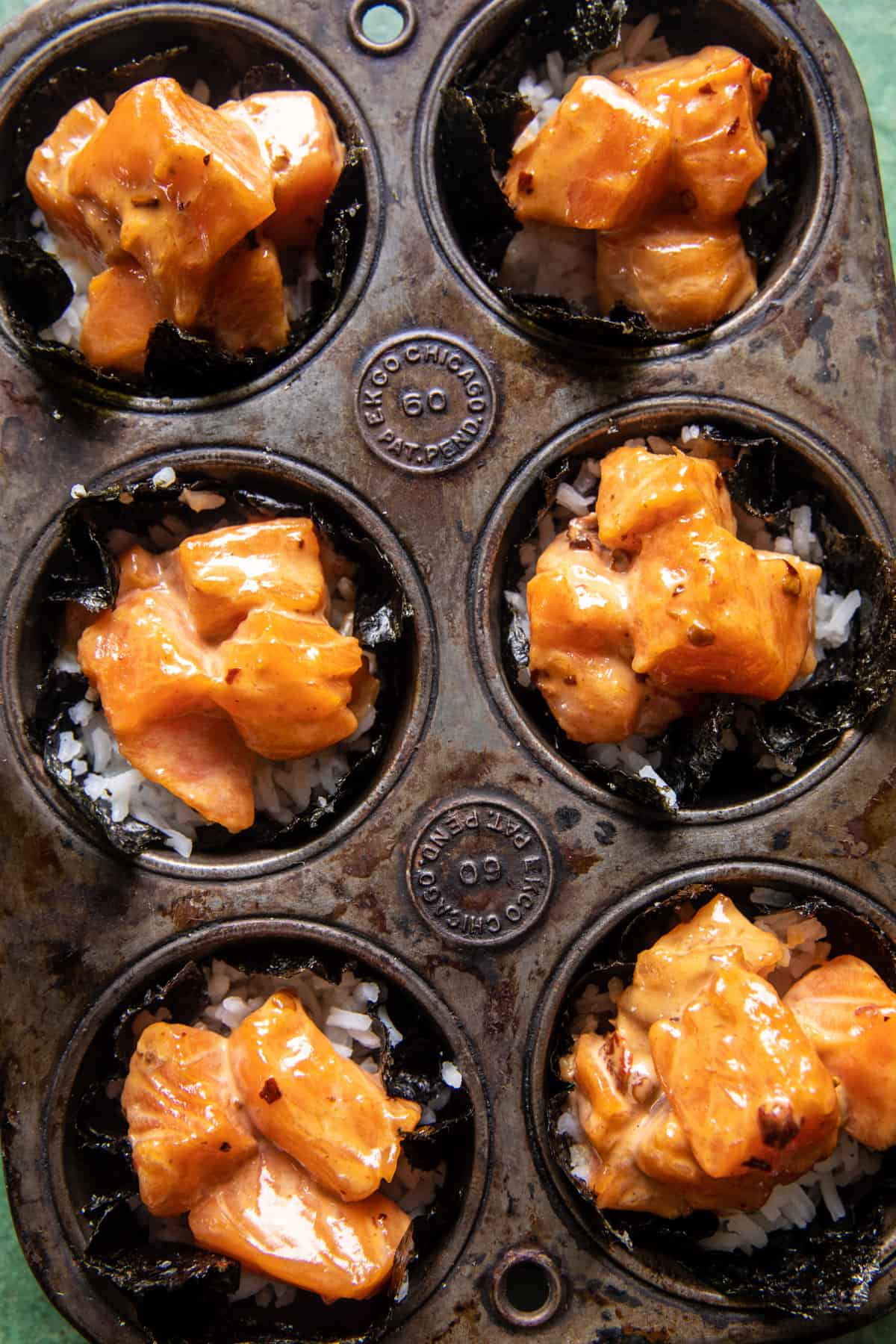 Baked Chipotle Salmon Sushi Cups | halfbakedharvest.com
