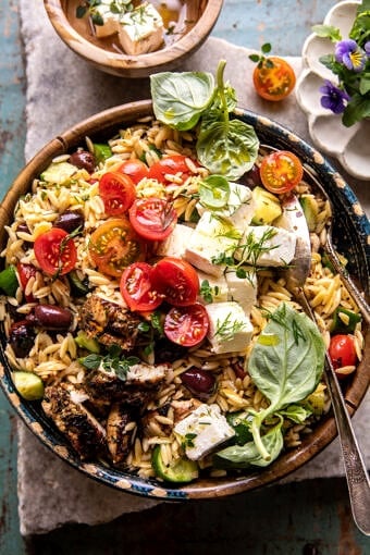 Greek Chicken Orzo Salad | halfbakedharvest.com