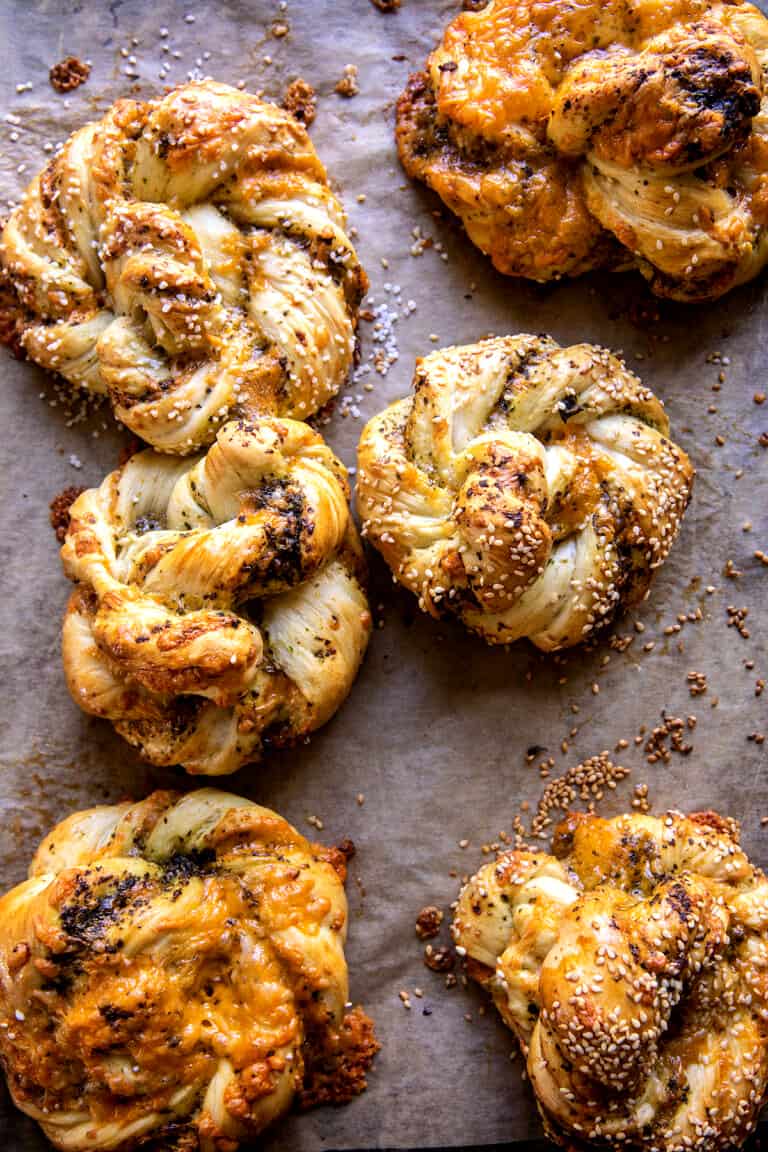 Pesto Garlic Butter Soft Pretzel Knots. Half Baked Harvest