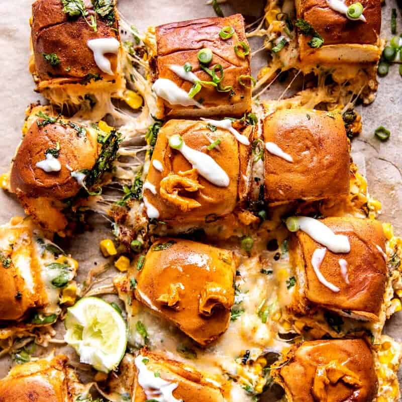 Pull Apart Street Corn Dip Sliders | halfbakedharvest.com