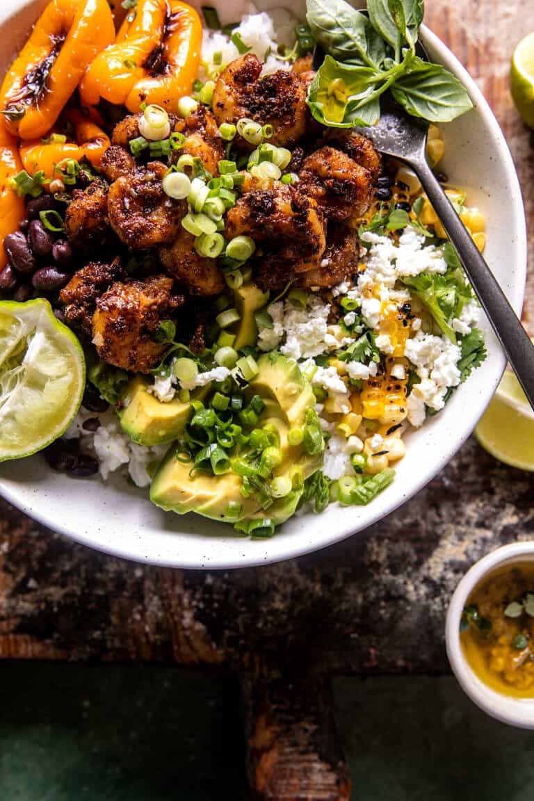 25 Minute Fajita Shrimp Rice Bowls. Half Baked Harvest