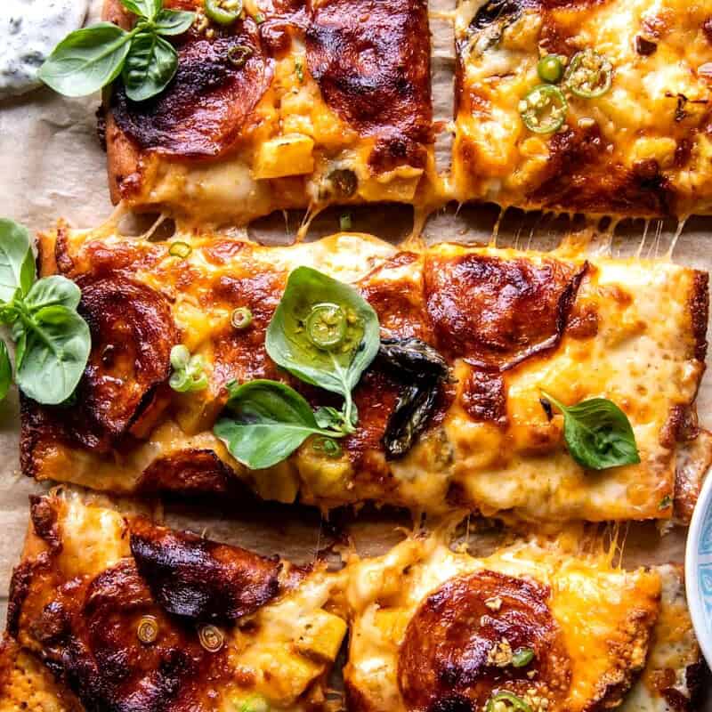 Sheet Pan Hawaiian Pepperoni Pizza | halfbakedharvest.com