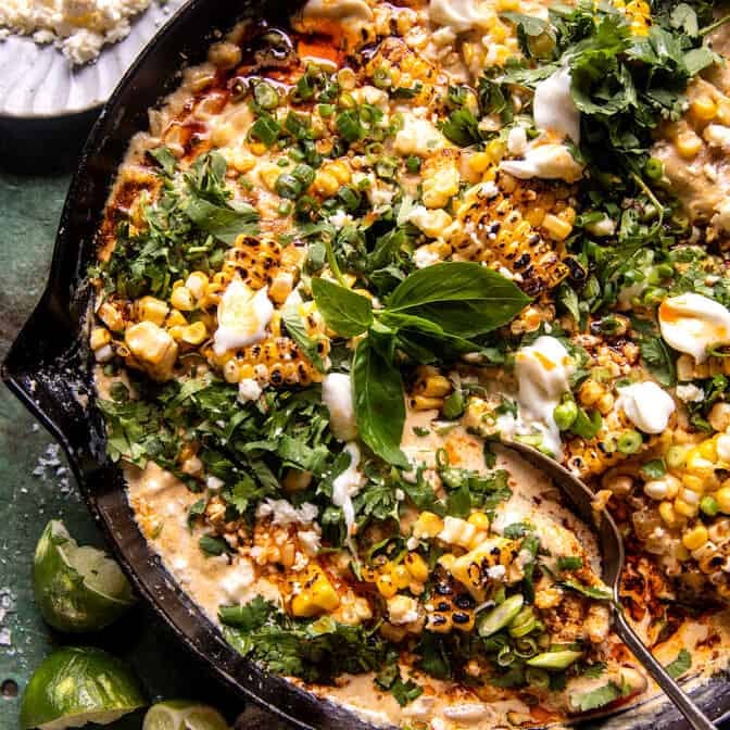 Skillet Creamed Street Corn Chicken | halfbakedharvest.com