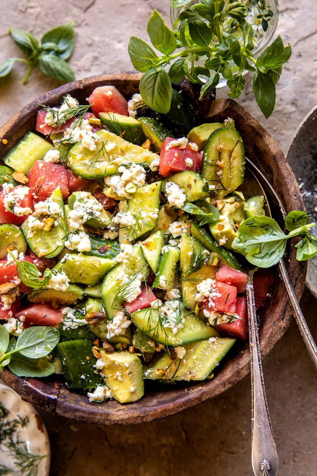 Smashed Cucumber and Watermelon Feta Salad. - Half Baked Harvest