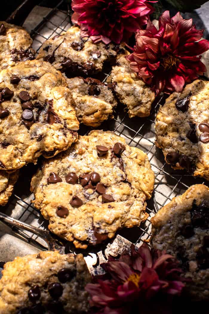 Giant Magic Oatmeal Chocolate Chip Cookies. - Half Baked Harvest