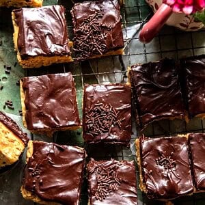 Lunch Lady Chocolate Glazed Peanut Butter Bar | halfbakedharvest.com