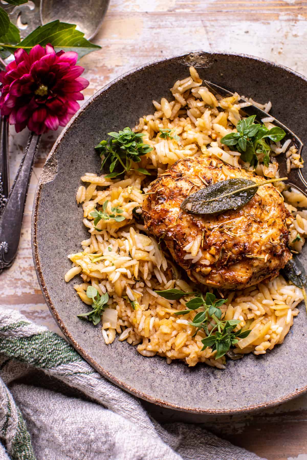 One Pan Herb Butter Chicken and Zucchini Rice Pilaf | halfbakedharvest.com