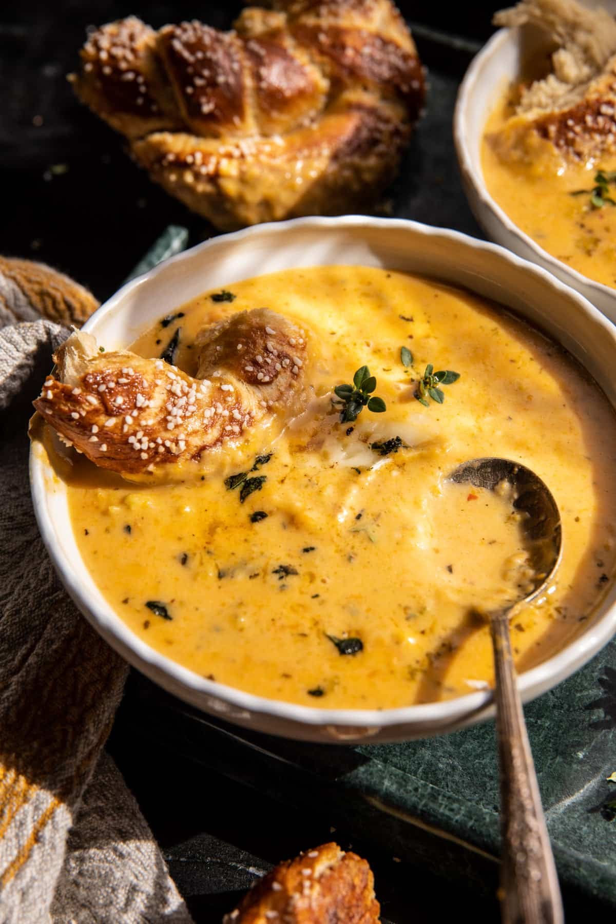 Brie and Cheddar Butternut Squash Beer Soup | halfbakedharvest.com