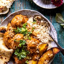 Crockpot Coconut Curry Chicken Meatballs | halfbakedharvest.com