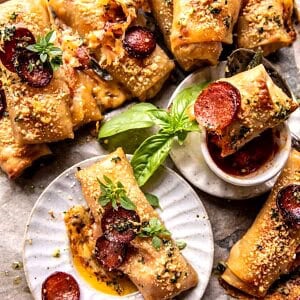 Garlic Butter Pizza Egg Rolls | halfbakedharvest.com