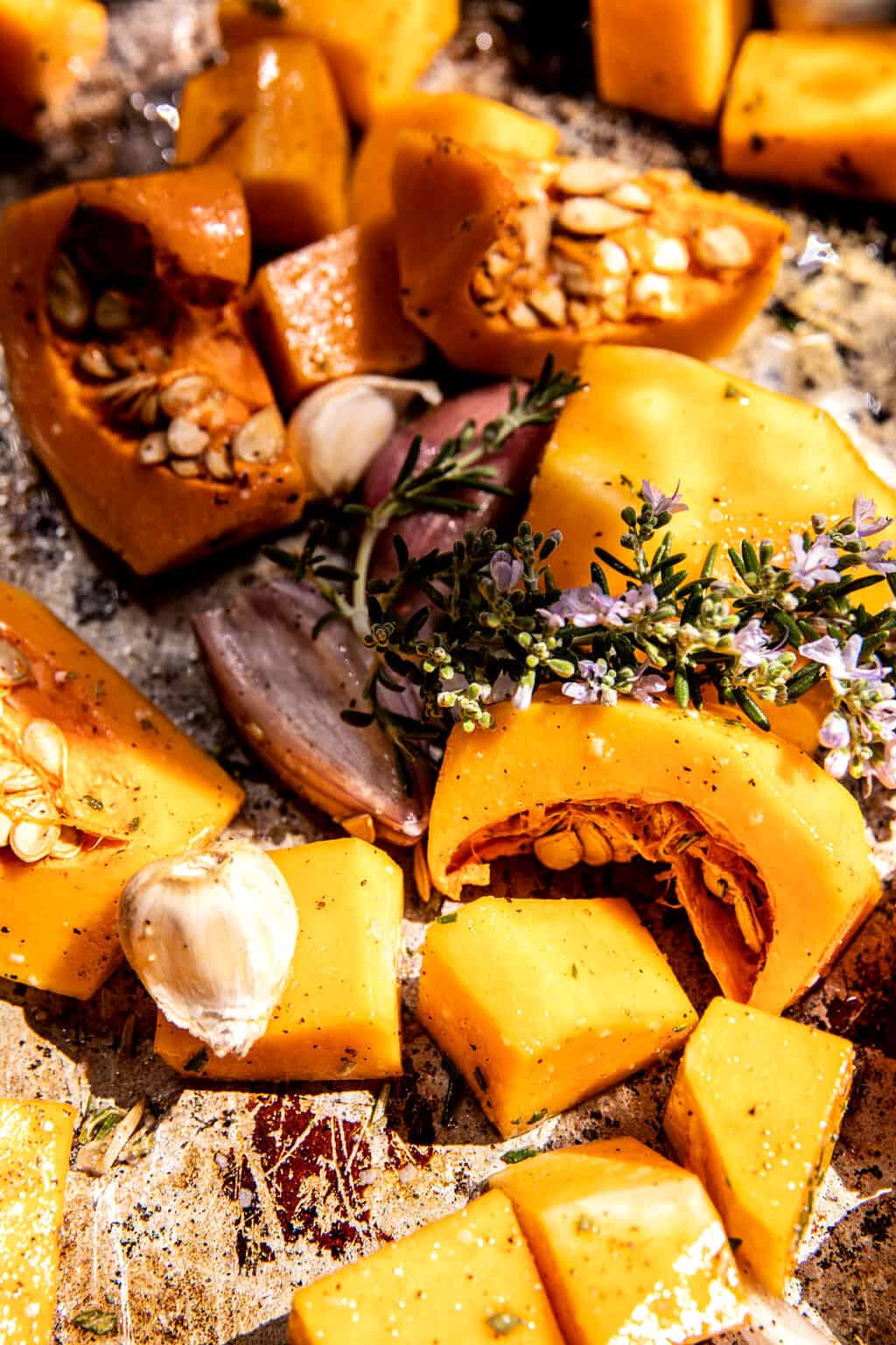 Roasted Butternut Squash and SunDried Tomato Chicken Pasta. Half