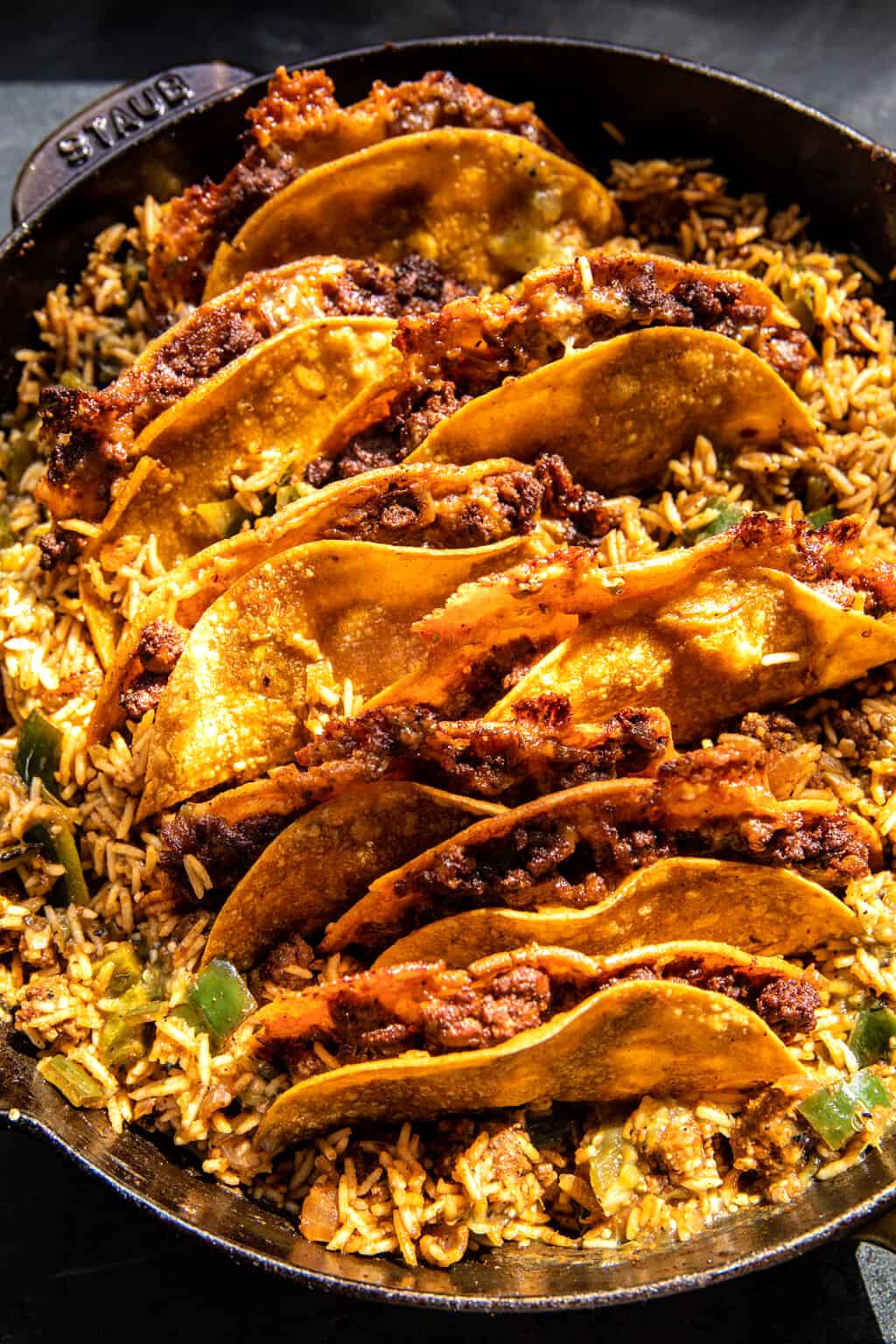 Twice Baked Crispy Cheesy Taco Rice Casserole. - Half Baked Harvest