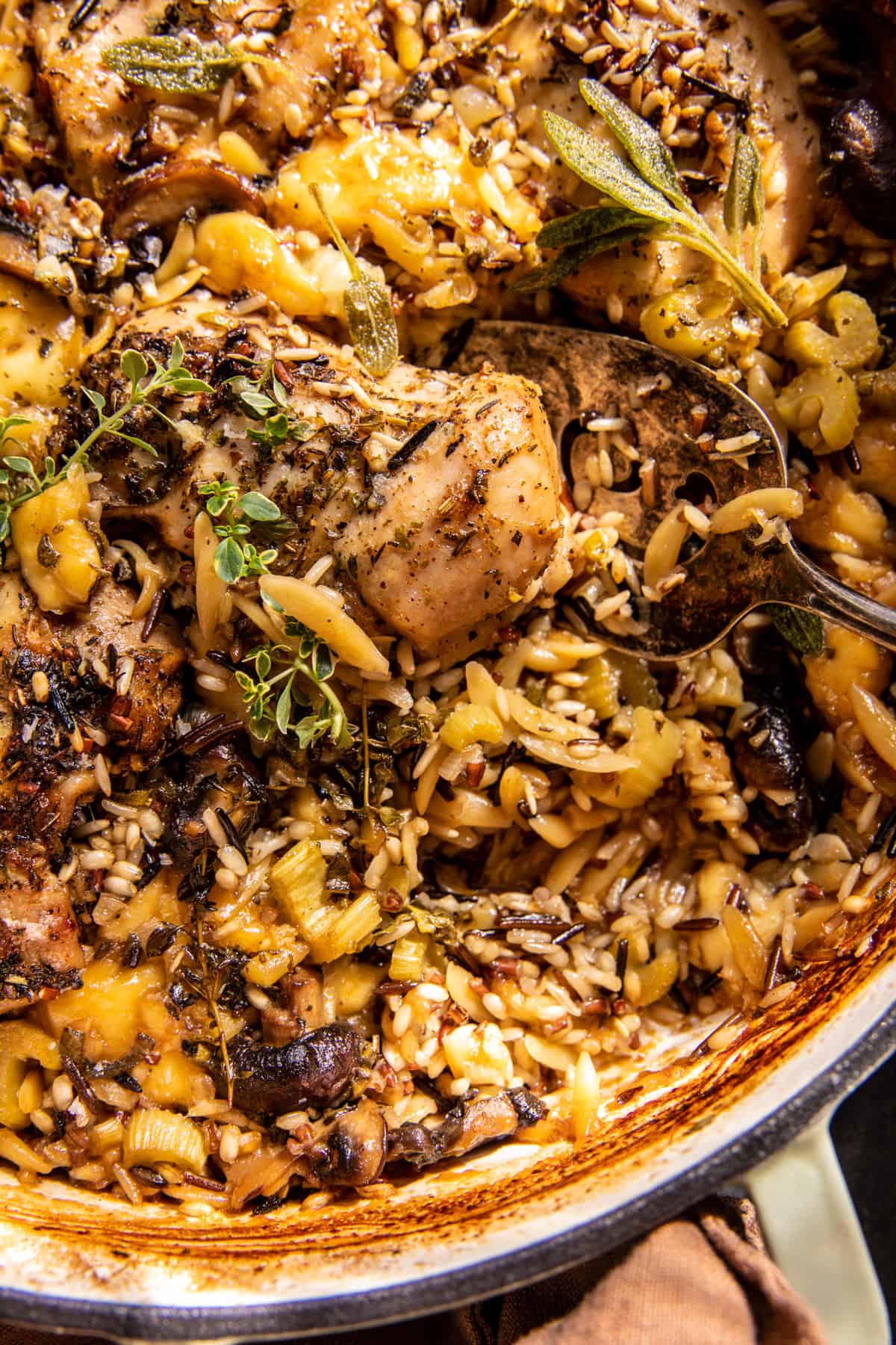 One Pan Roasted Herb Chicken and Wild Rice | halfbakedharvest.com