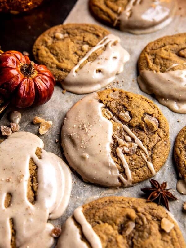 Soft Pumpkin Spice Ginger Cookies with Brown Butter Icing | halfbakedharvest.com