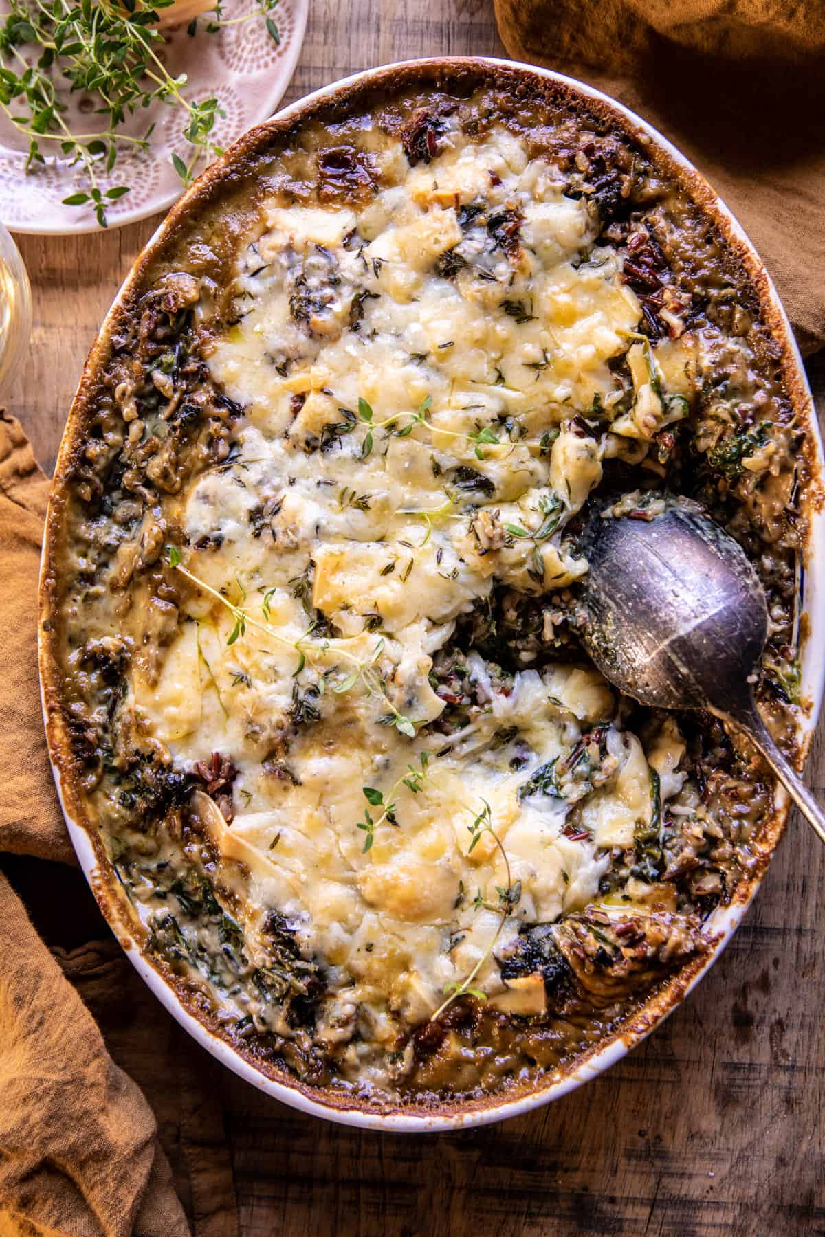 Creamed Spinach and Wild Rice Casserole | halfbakedharvest.com