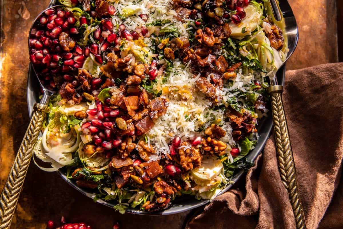 Shaved Brussels Sprout Candied Bacon Salad | halfbakedharvest.com