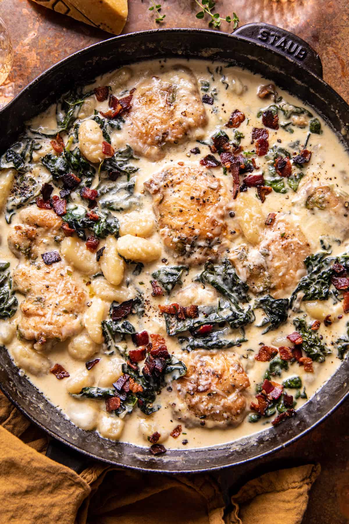 Skillet Creamy Chicken and Parmesan Gnocchi | halfbakedharvest.com
