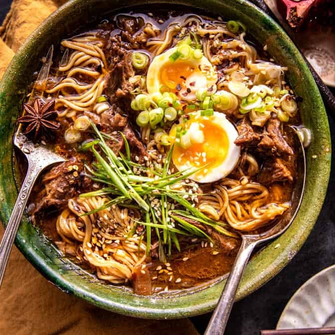 Spicy Miso Braised Beef Ramen | halfbakedharvest.com