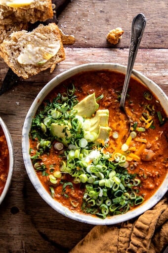 Crockpot Spicy Queso Beef Chili | halfbakedharvest.c