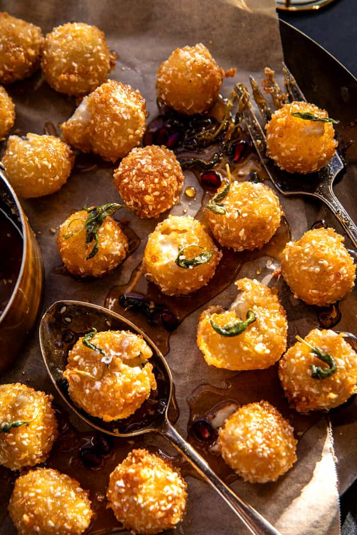 Fried Goat Cheese Balls with Spicy Sage Honey.