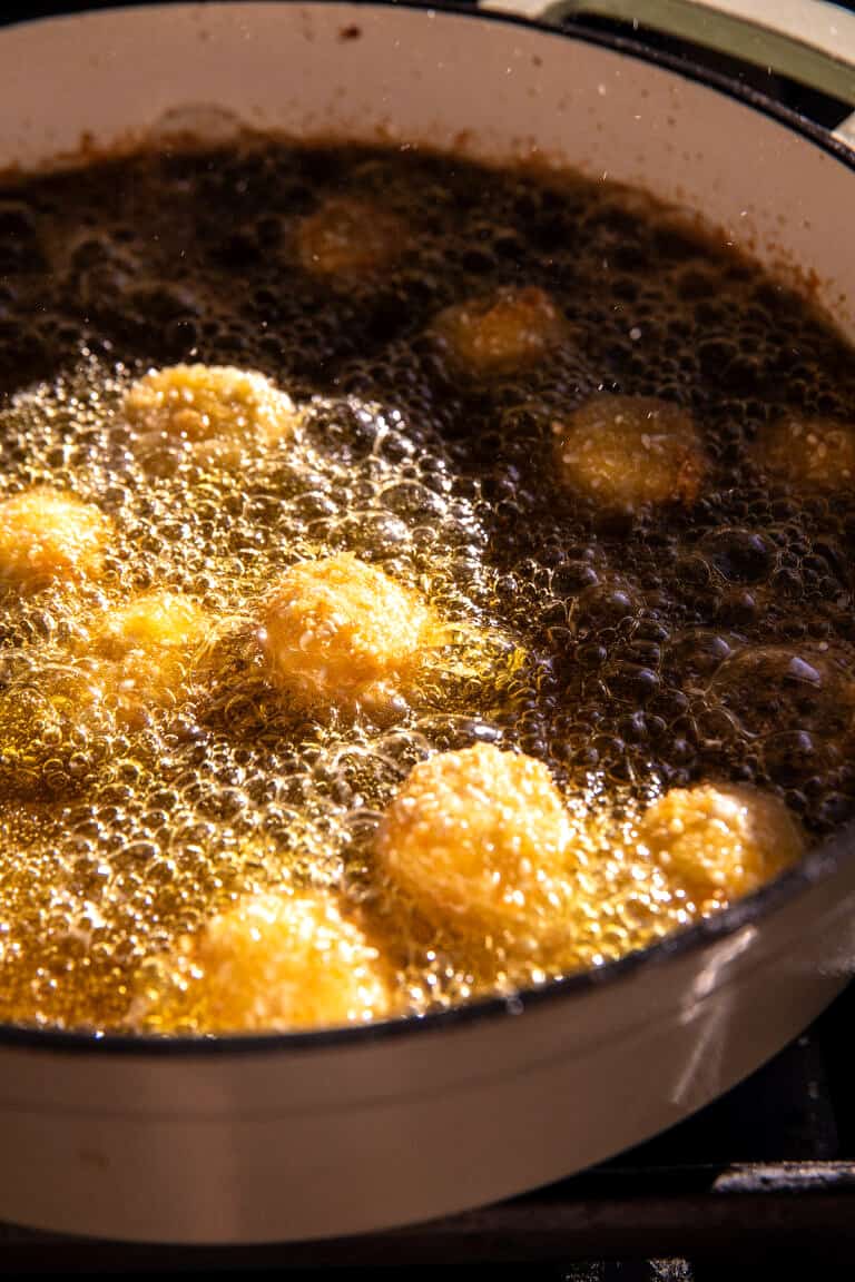 Fried Goat Cheese Balls with Spicy Sage Honey. Half Baked Harvest
