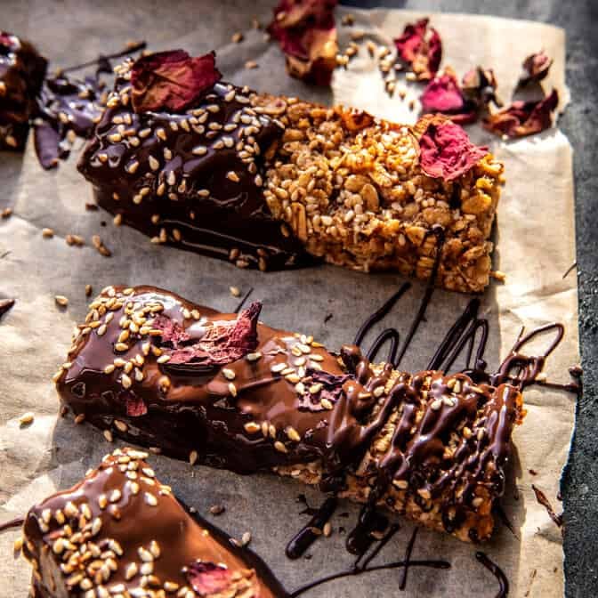 Chocolate Dipped Sesame Oatmeal Bars | halfbakedharvest.com