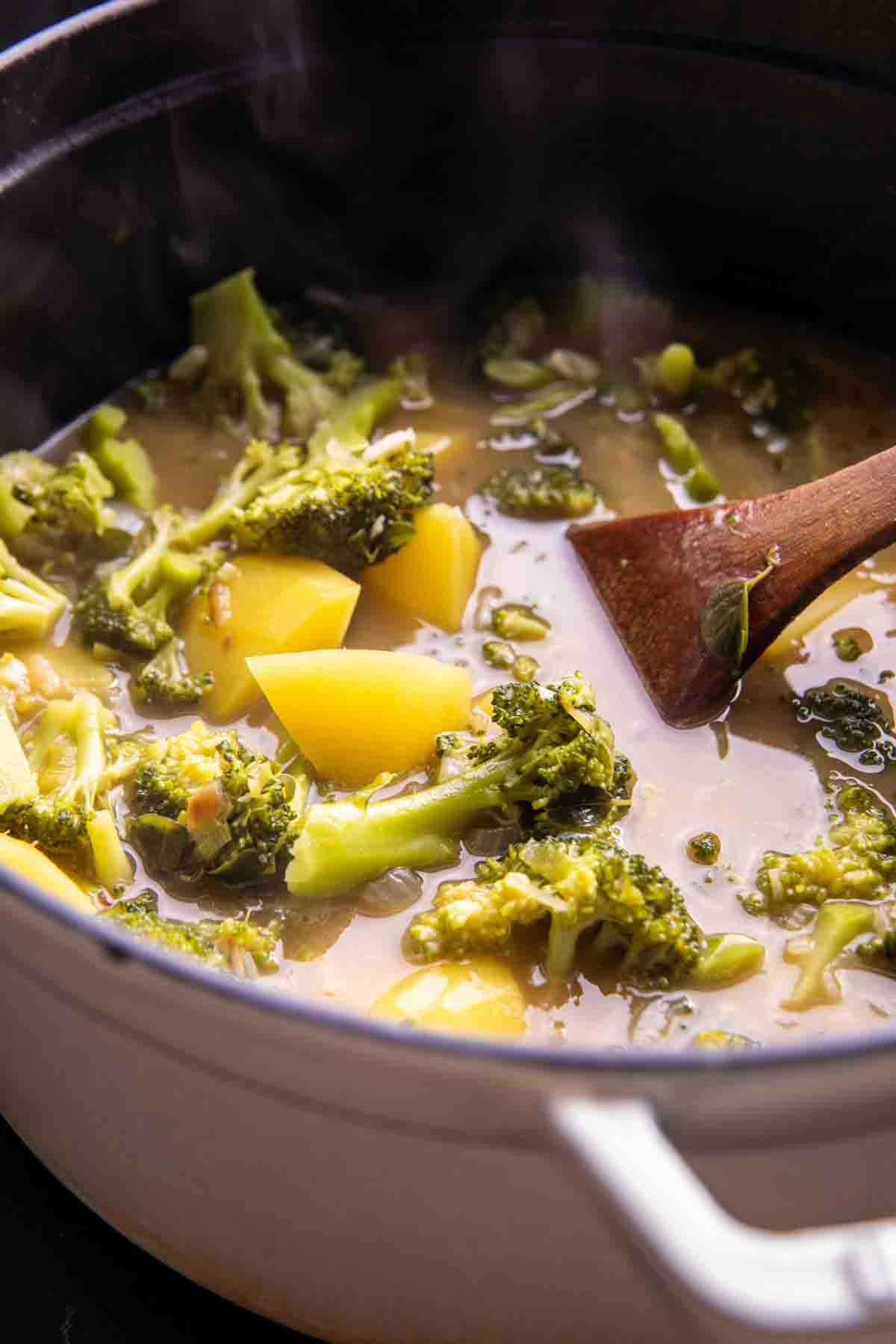 Easy Spicy Broccoli Cheddar Potato Soup | halfbakedharvest.com