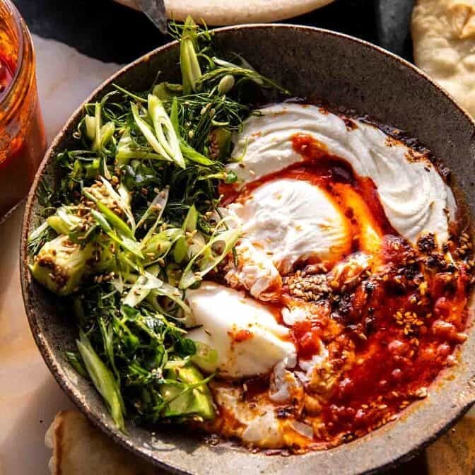 Harissa Eggs in Whipped Goat Cheese | halfbakedharvest.com