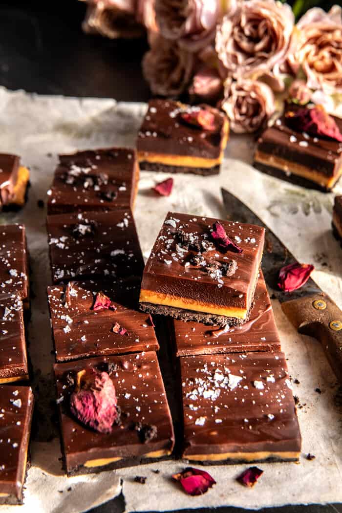 Chocolate Peanut Butter Fudge Bars. Half Baked Harvest