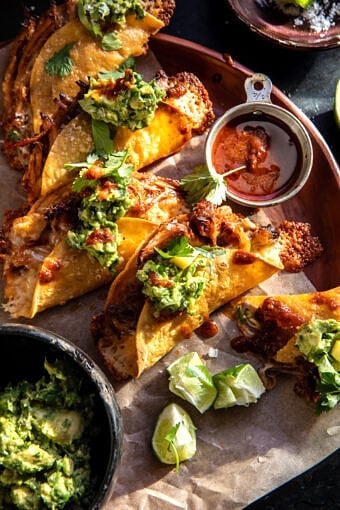 Crispy Carnitas Tacos with Roasted Jalapeño Lime Avocado | halfbakedharvest.com