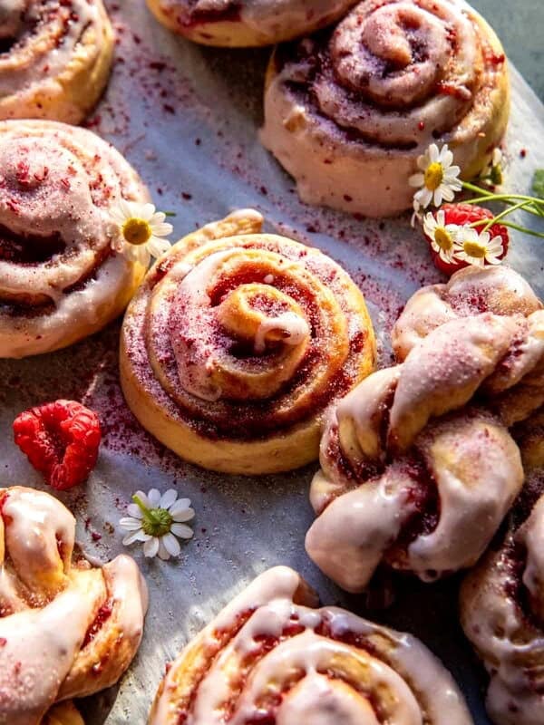 Glazed Raspberry Honey Sweet Rolls | halfbakedharvest.com