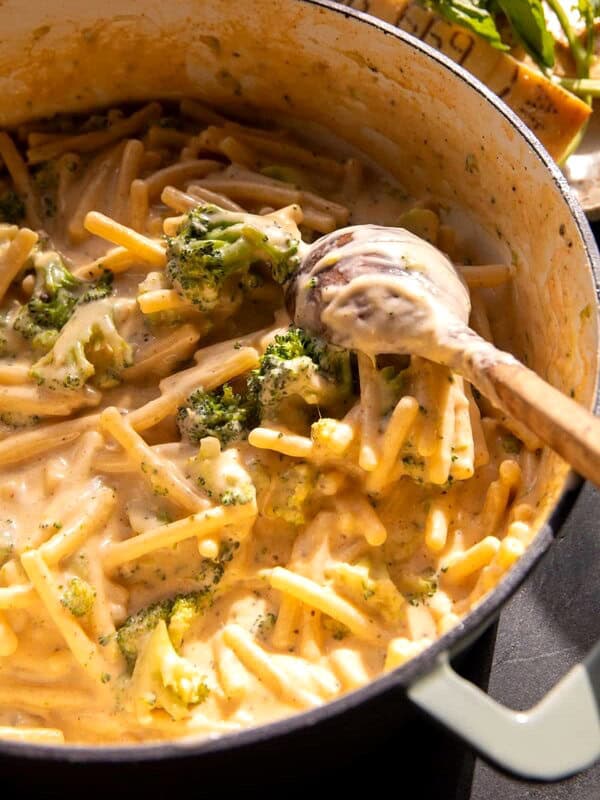 Easy One Pot Broccoli Cheese Pesto Pasta | halfbakedharvest.com