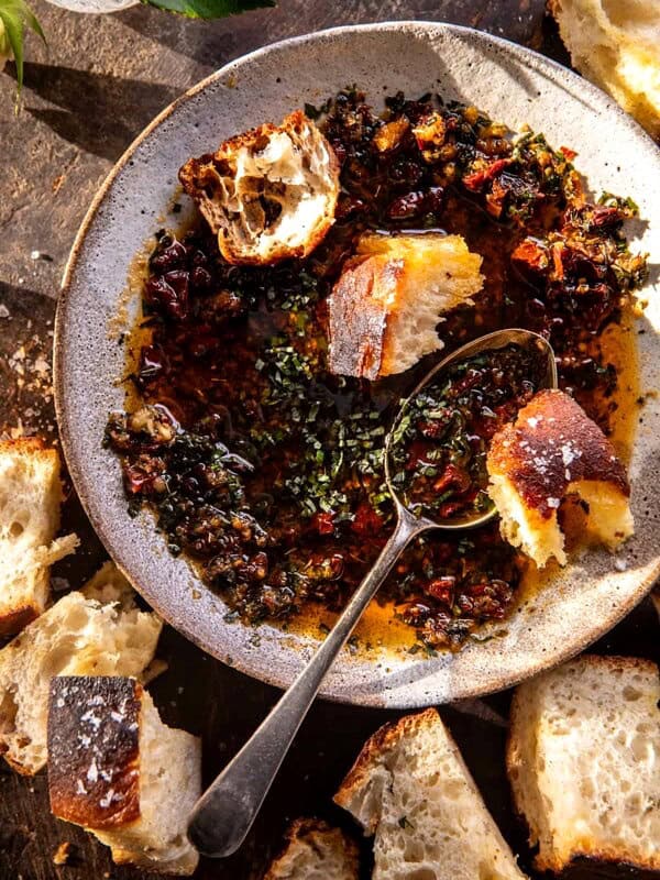 Sun-Dried Tomato Garlic Olive Oil Dip | halfbakedharvest.com
