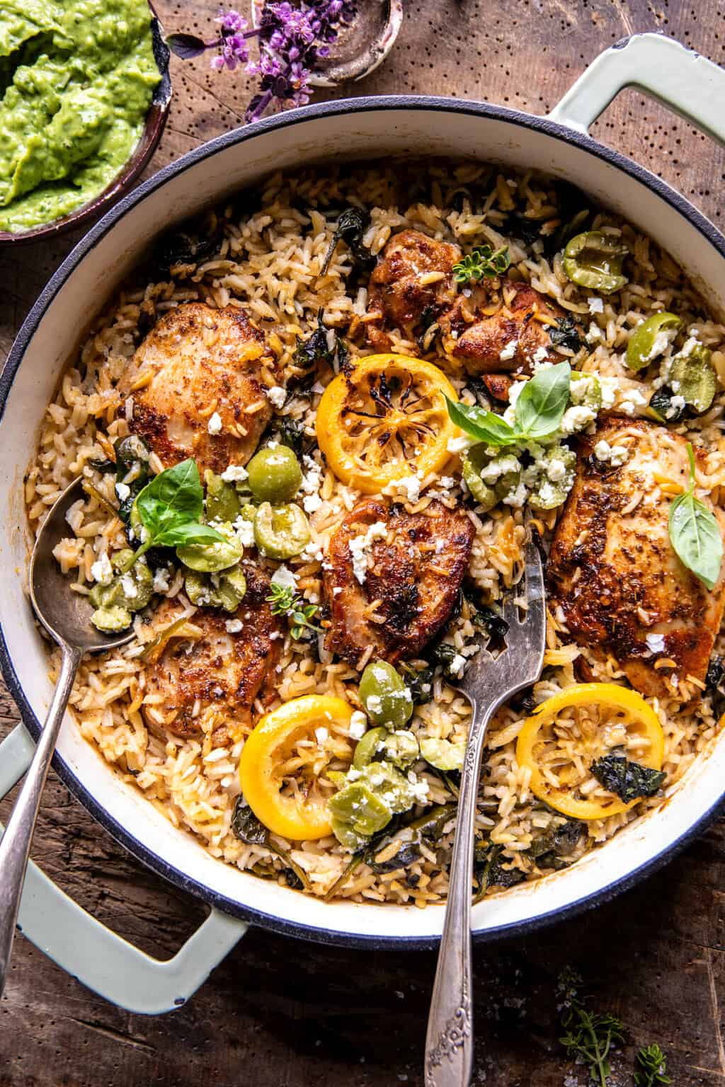 One Skillet Greek Lemon Chicken and Rice. - Half Baked Harvest