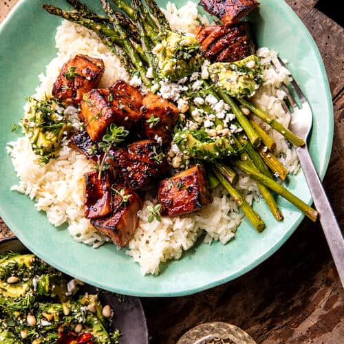 Spicy Honey Balsamic Salmon Bowls. - Half Baked Harvest