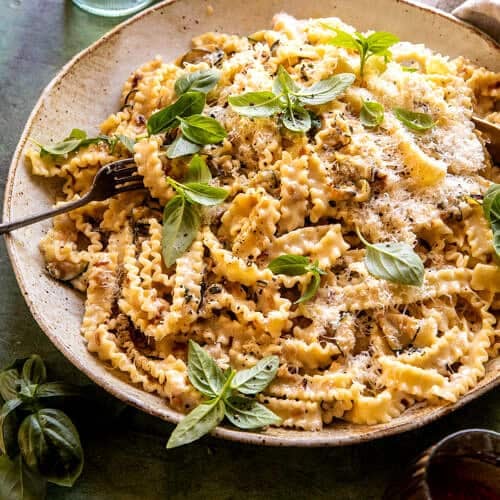 Lemon Basil Zucchini Pasta Alfredo. - Half Baked Harvest