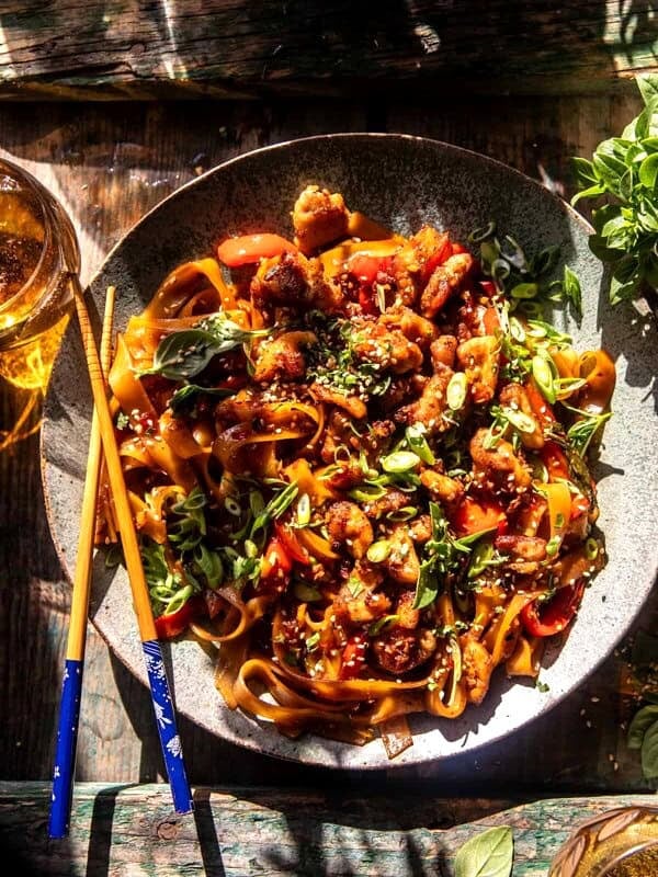 20 minute Crispy Garlic Chicken Noodles | halfbakedharvest.com