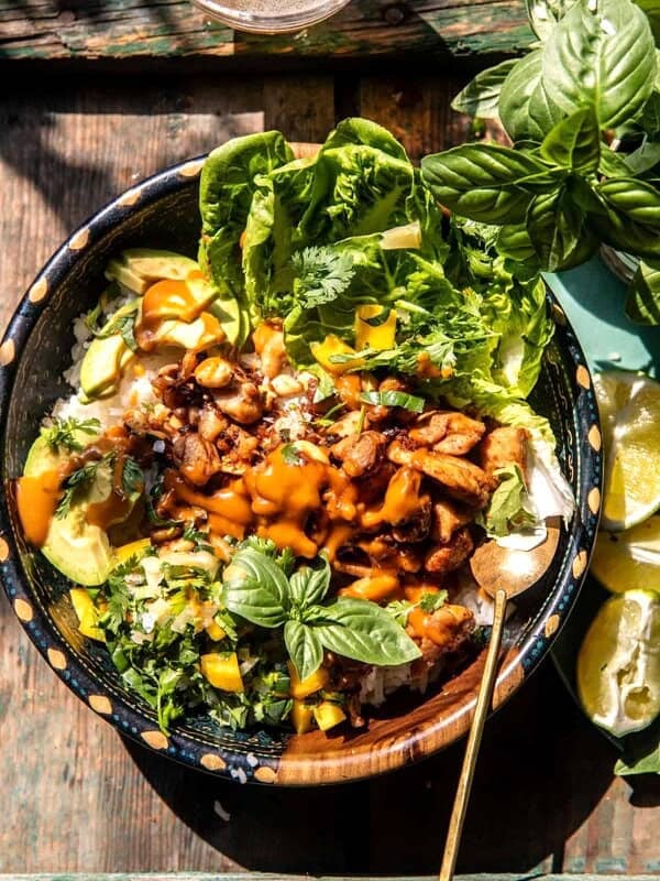 30 Minute Ginger Peanut Chicken Bowls | halfbakedharvest.com