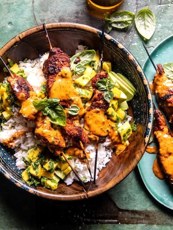 BBQ Salmon Curry with Mango Avocado Salsa | halfbakedharvest.com