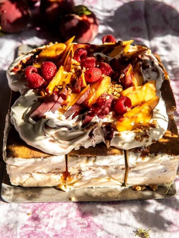 Peach Pretzel Ice Cream Cake | halfbakedharvest.com
